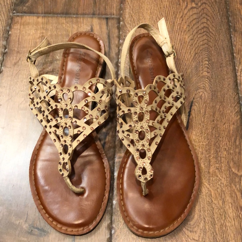 ZIGI SOHO Size 8 Tan/Rose Gold Sandals